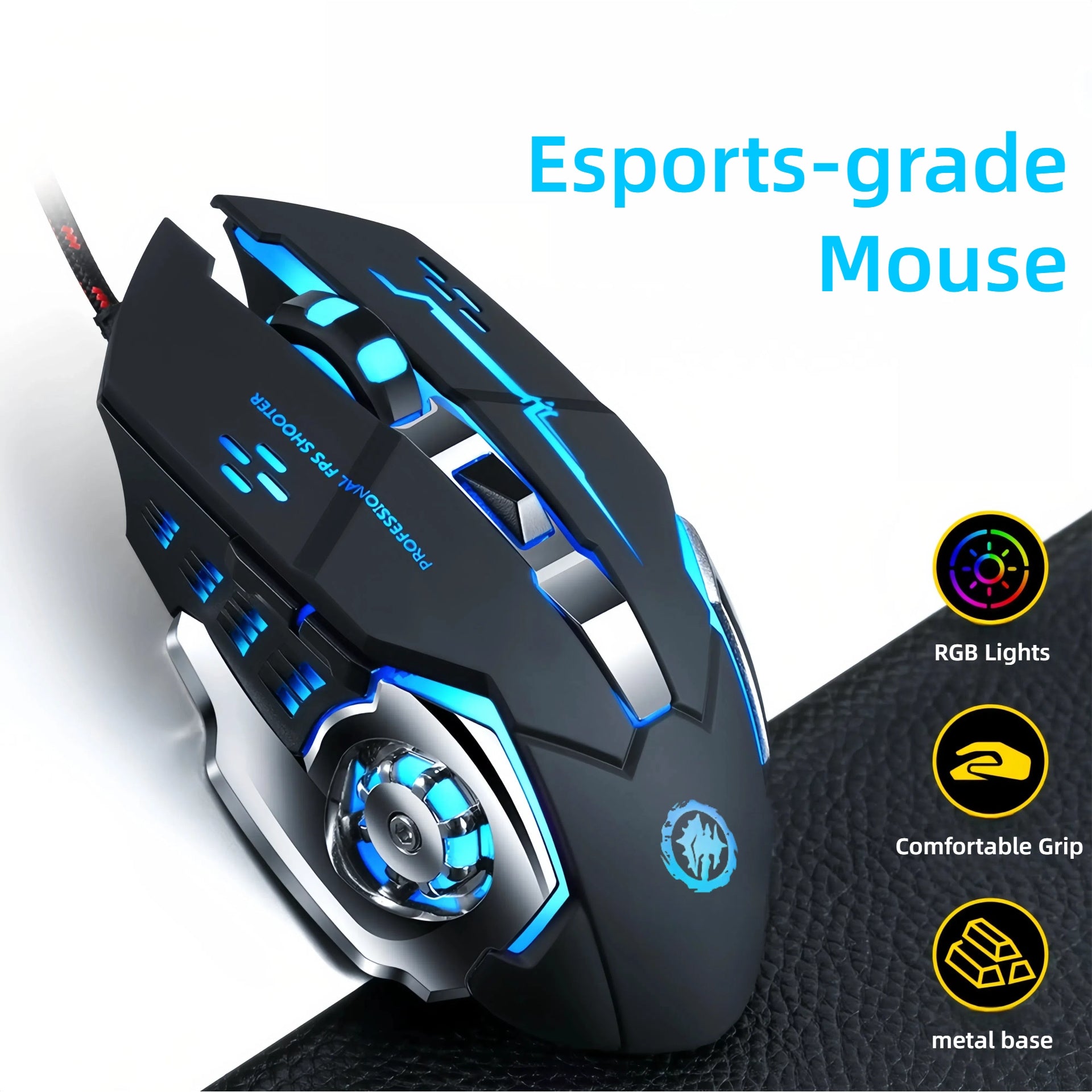 Multifunction Gaming Mouse- 6/7 Buttons, Full-size Ergonomic Design Made for Long Gaming And Work Sessions, RGB Backlight, Tactile Mechanical Feel, Adjustable Sensitivity, Plug-and-play Wired Mouse, Works with PC& Laptop, Bla
