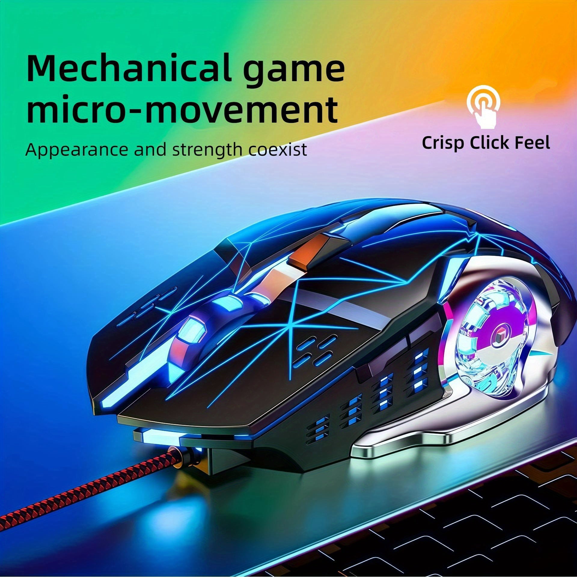 Multifunction Gaming Mouse- 6/7 Buttons, Full-size Ergonomic Design Made for Long Gaming And Work Sessions, RGB Backlight, Tactile Mechanical Feel, Adjustable Sensitivity, Plug-and-play Wired Mouse, Works with PC& Laptop, Bla