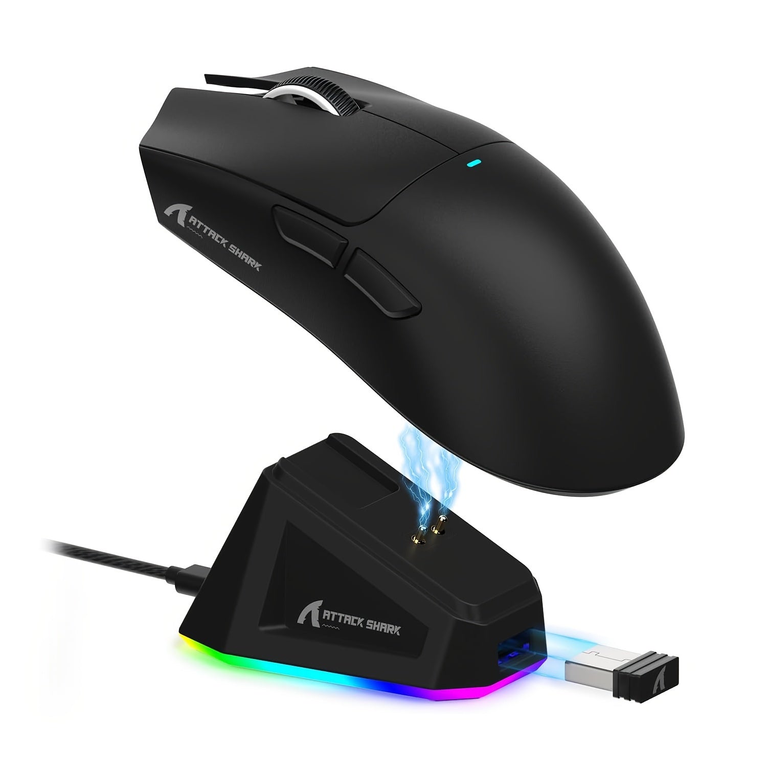 ATTACK SHARK X11 Lightweight Wireless Gaming Mouse with RGB Charging Base, Three Modes-2.4G/USB-C Wired/Wireless, 22K DPI, PAW3311 Optical Sensor, HUYU Switch, 5 Programmable Buttons, Suitable for PC/Mac Black