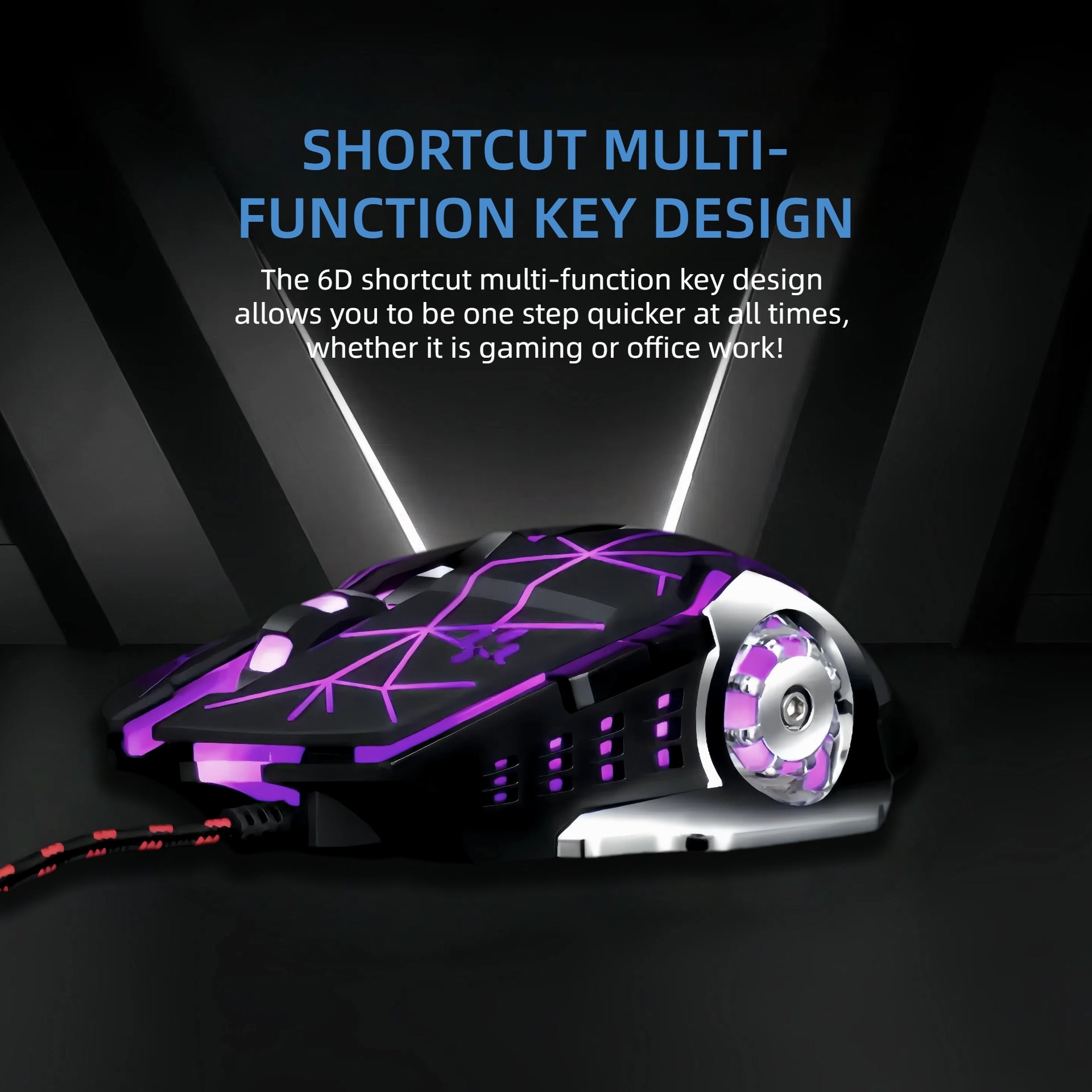 Multifunction Gaming Mouse- 6/7 Buttons, Full-size Ergonomic Design Made for Long Gaming And Work Sessions, RGB Backlight, Tactile Mechanical Feel, Adjustable Sensitivity, Plug-and-play Wired Mouse, Works with PC& Laptop, Bla