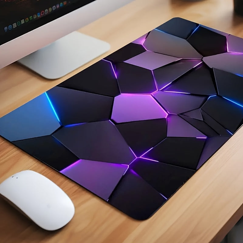 Large Blue & Purple Abstract Art Gaming Mouse Pad - Non-Slip, Polyester Fiber, Rectangular Desk Mat for Gamers and Office Use, Cool, Keyboard Pad