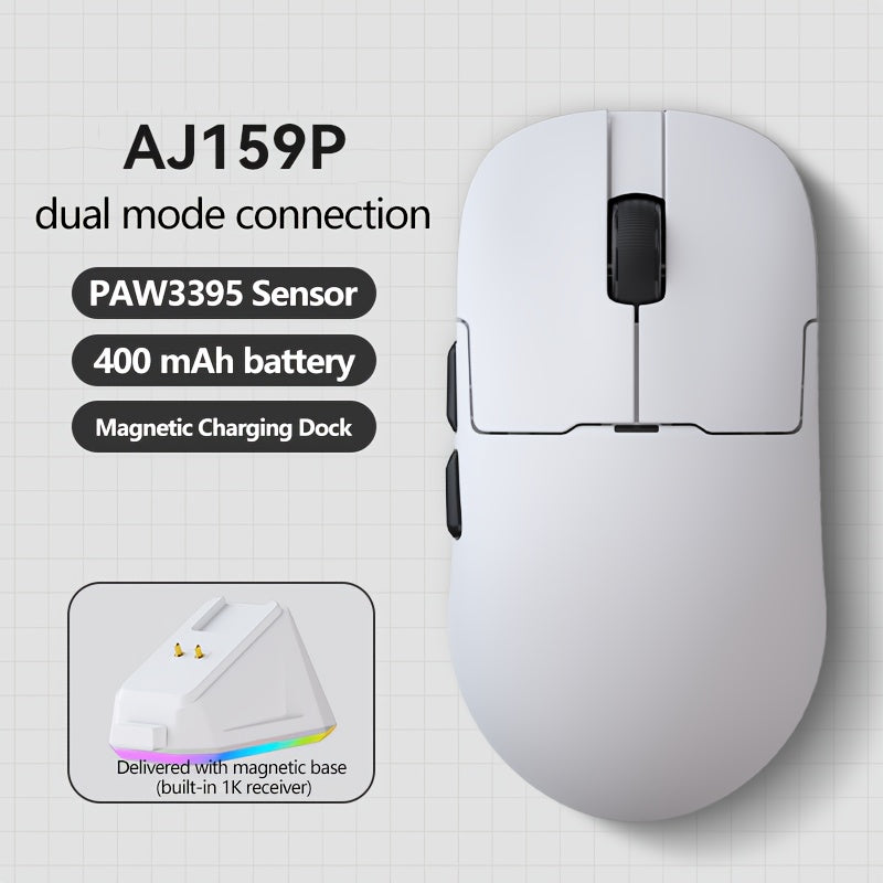 AJ159 APEX Mouse Wireless Gaming Mouse Original Phase PAW3950 Support BT/2, 4G Wireless/wired Connection 8K Return Rate With Wireless Charging Base, Magnetic Color Screen Digital Display Professional Gaming Mouse (2.4G Receiv