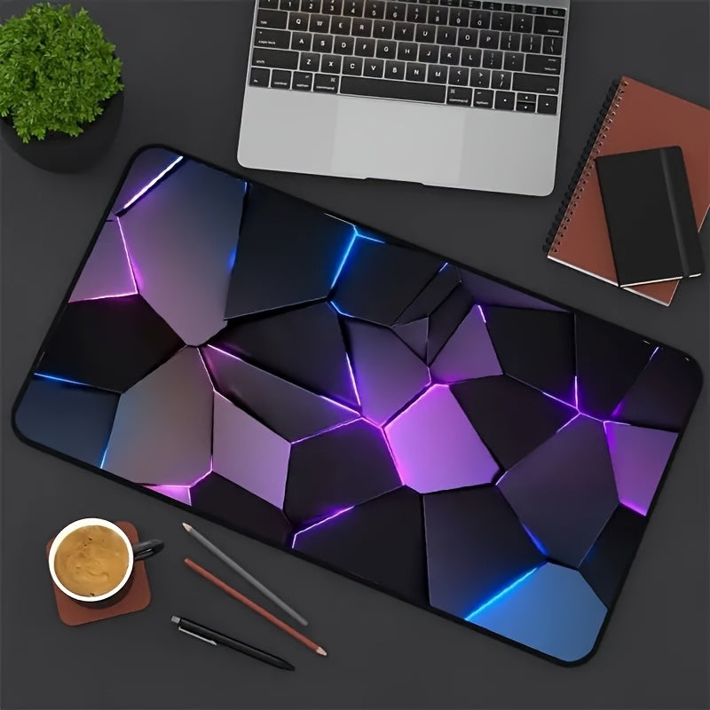 Large Blue & Purple Abstract Art Gaming Mouse Pad - Non-Slip, Polyester Fiber, Rectangular Desk Mat for Gamers and Office Use, Cool, Keyboard Pad