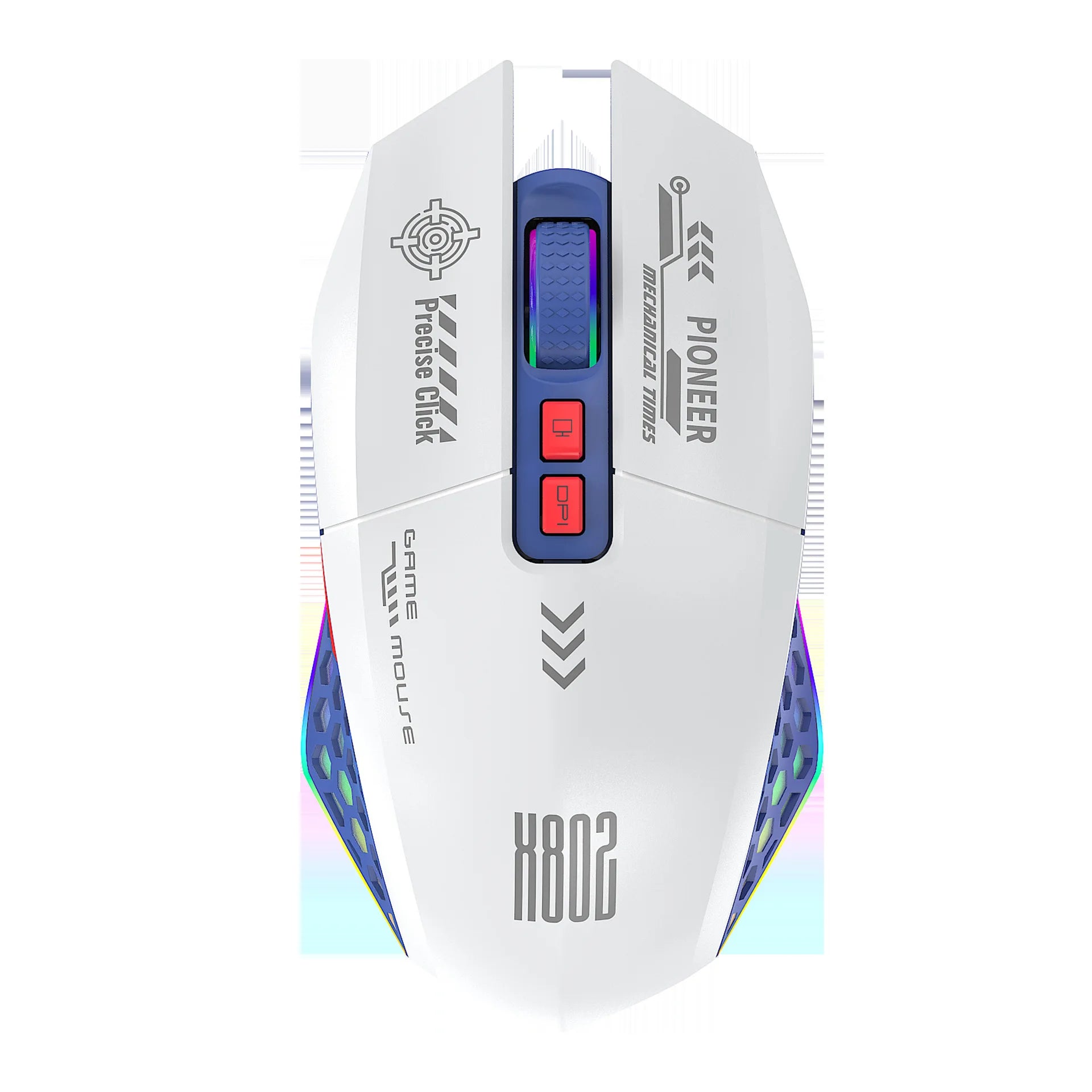 Ergonomic rechargeable gaming mouse with USB 2.4G wireless RGB light, 3 modes controllable anti slip, 7-key macro programming