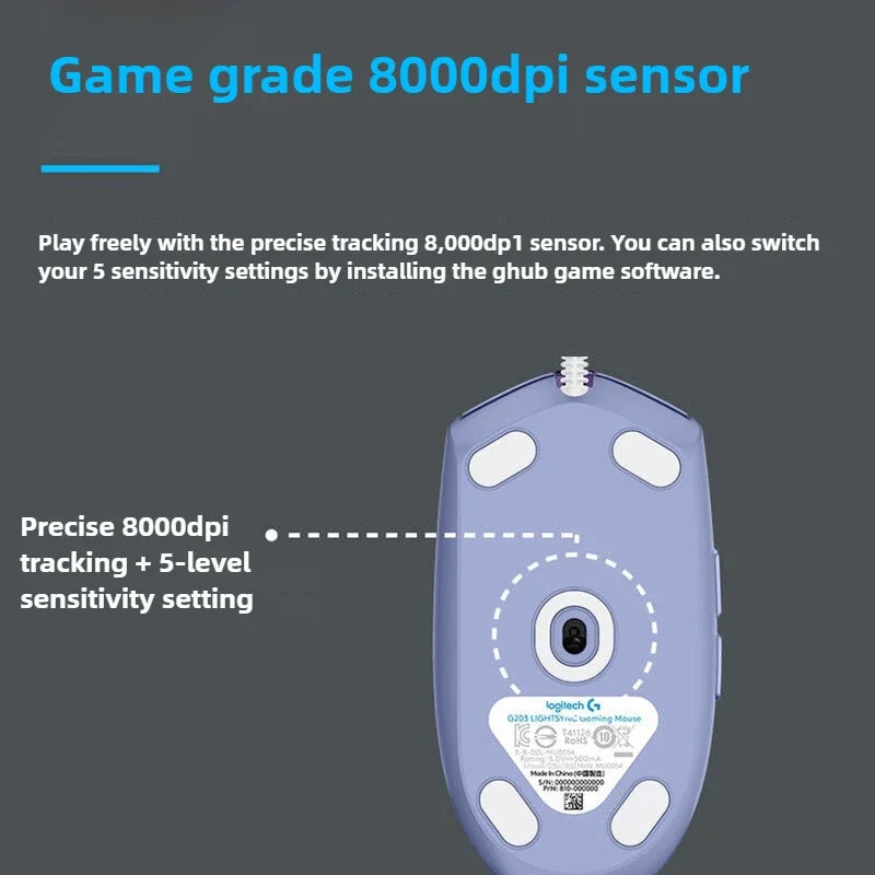 Logitech G102 Gaming Mouse RGB Mouse Lightweight Design 200-8000DPI G102 Second Generation Ergonomic Mouse Computer