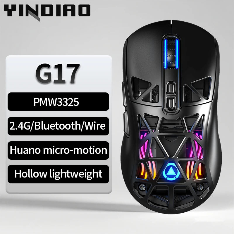 Lightweight Wireless Gaming Mouse with 3 Mode Wired 2.4G BT for Laptop Deskbtop