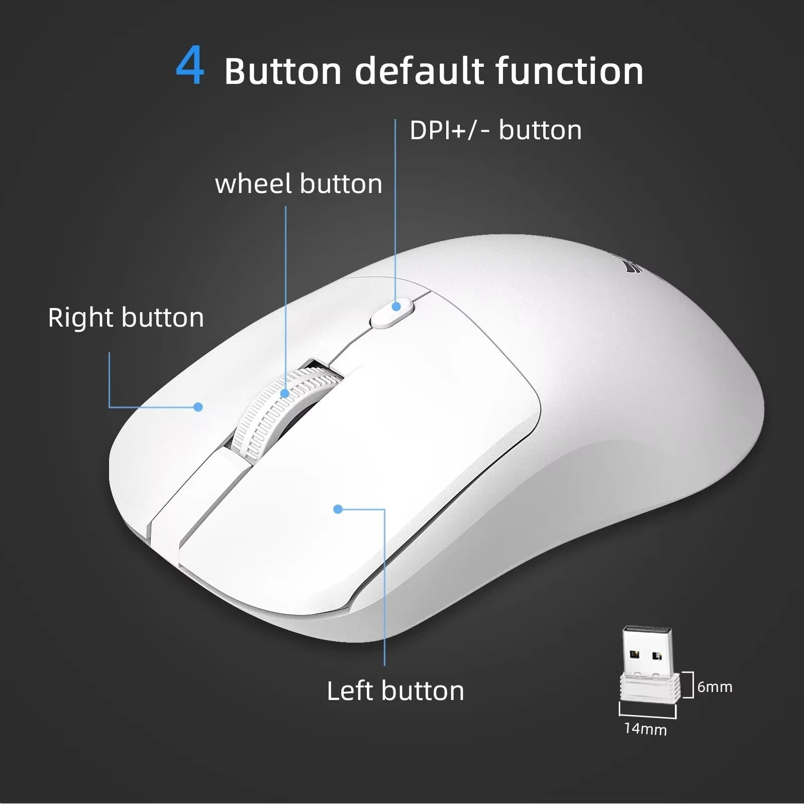 2.4G Wireless Mouse Ergonomic Adjustable 800-1200-1600 DPI Lightweight Rechargeable Office Gaming Mice For PC/Laptop/Macbook Pro