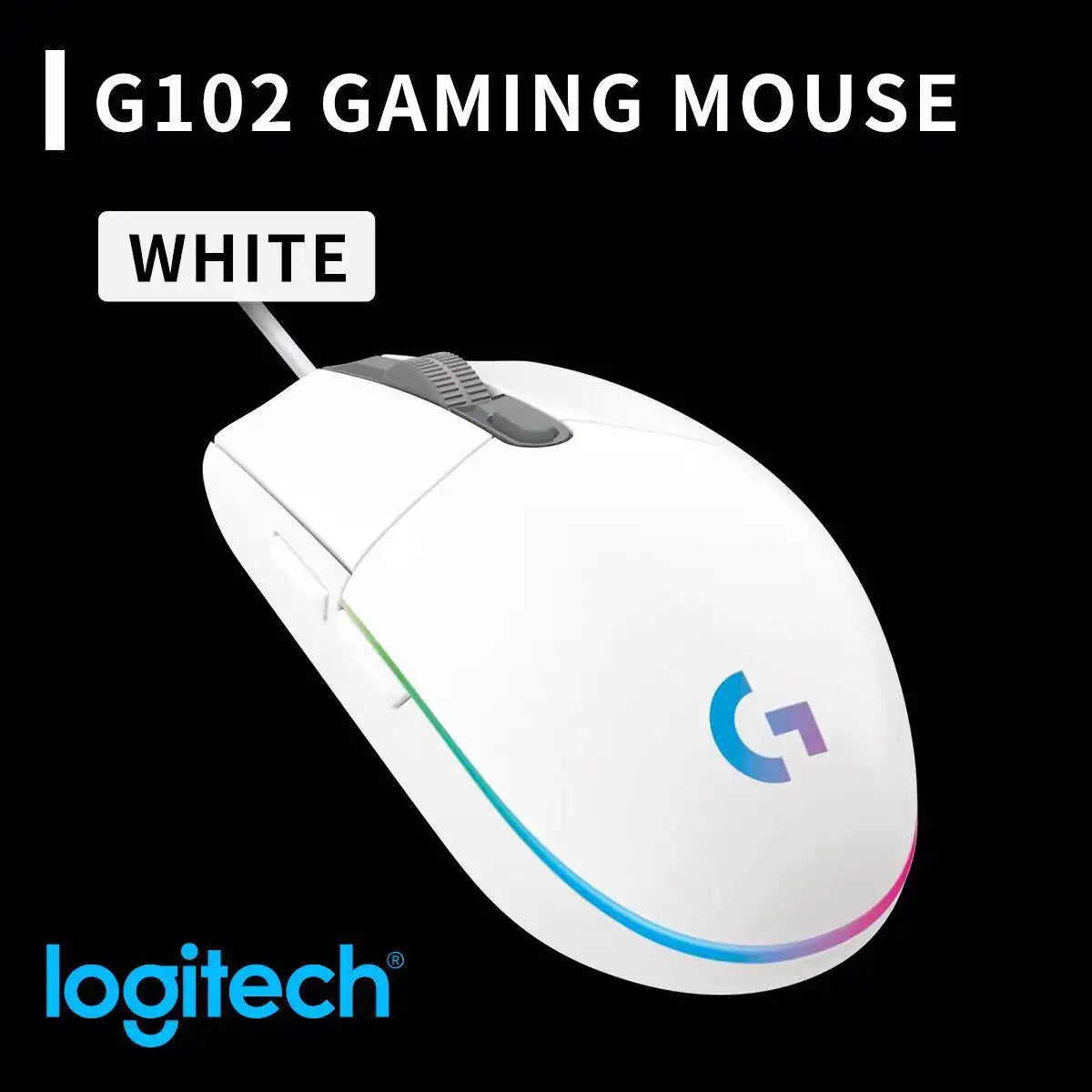 Logitech G102 Gaming Mouse Lightweight Build 16.8M RGB Colors 20M Clicks for Competitive Daily Fun