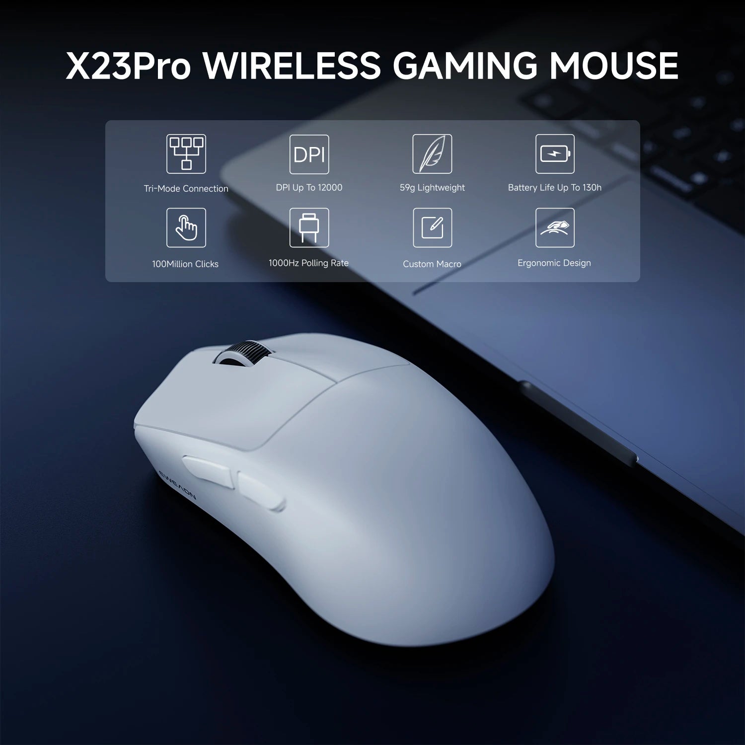 EWEADN Wireless Lightweight Gaming Mouse, Ultra-Portable Design, Popular Shell Shape, Ergonomic & Comfortable Grip