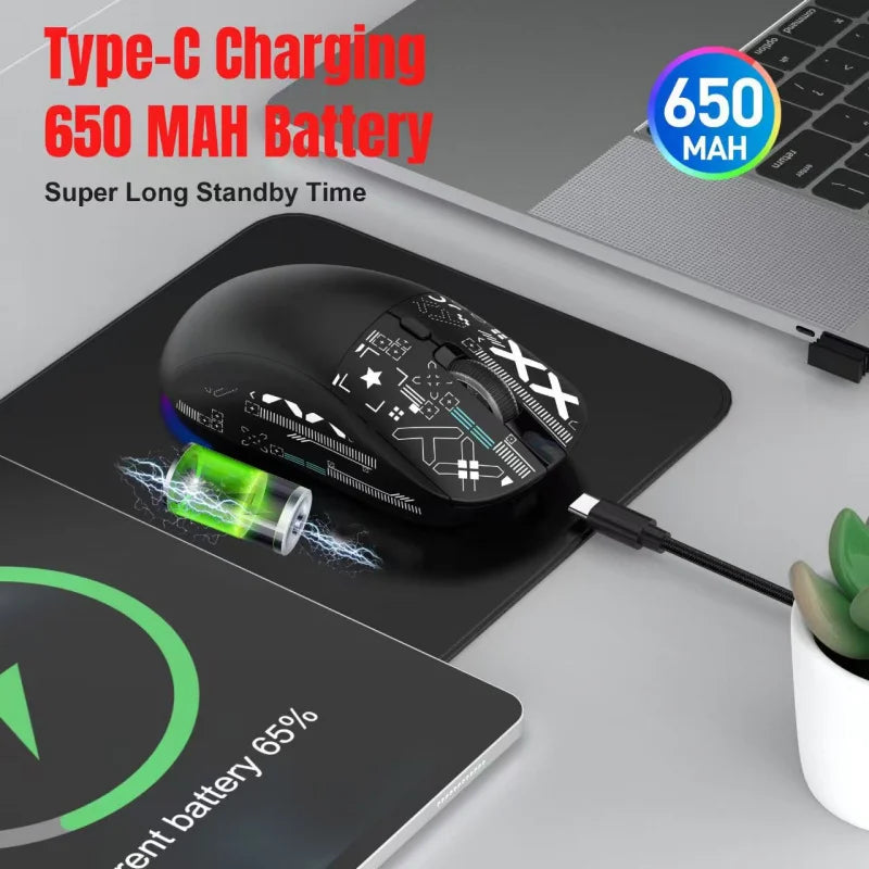 2026 NEW HOT Gaming Mouse Wired 2.4G Bluetooth Wireless New Model 650mAh Battery 500 Million Clicks up to 4000 DPI