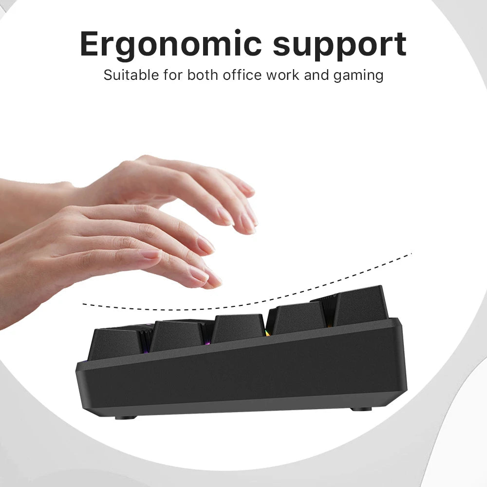 Mechanical Keyboard 61 Keys Mini Keyboard for Gaming Office 60% Ultra-Compact Ergonomic Design With Quiet Mechanical Feeling