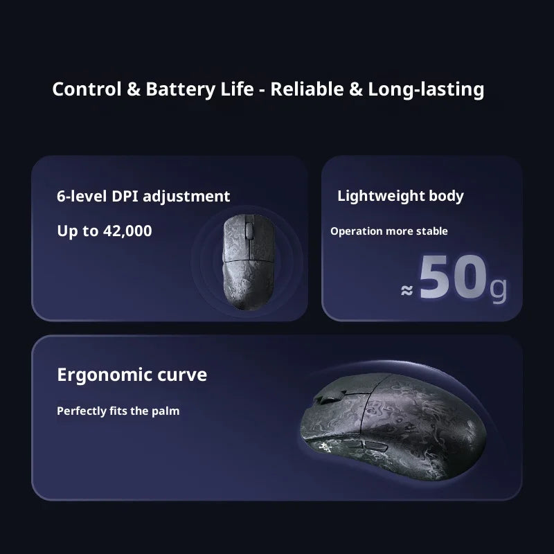 Ipi Lightweight Mouse With Odd Composite Carbon Fiber Three Modes Bluetooth Wireless 8k Gaming High Performance Dpi Gaming Mouse