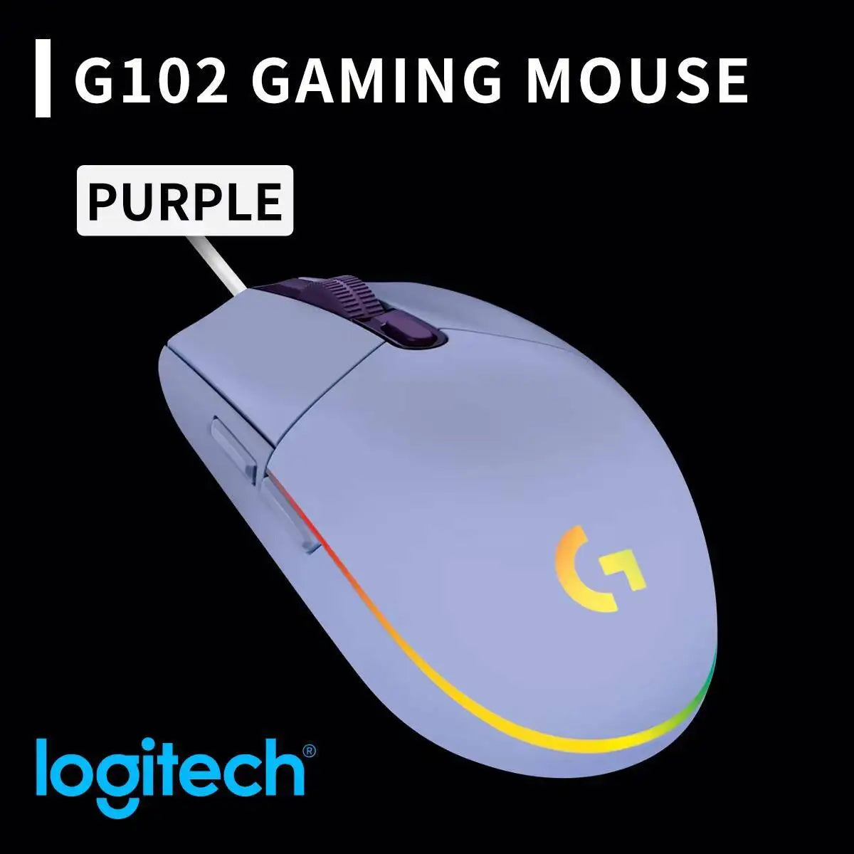 LogitechG102lightweight gaming mouse, ergonomically designed, RGB backlit, high precision,specially crafted for gamers Anti slip