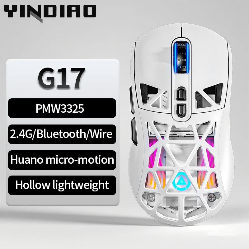 Lightweight Wireless Gaming Mouse with 3 Mode Wired 2.4G BT for Laptop Deskbtop