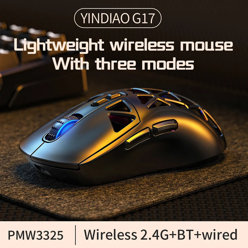 Lightweight Wireless Gaming Mouse with 3 Mode Wired 2.4G BT for Laptop Deskbtop