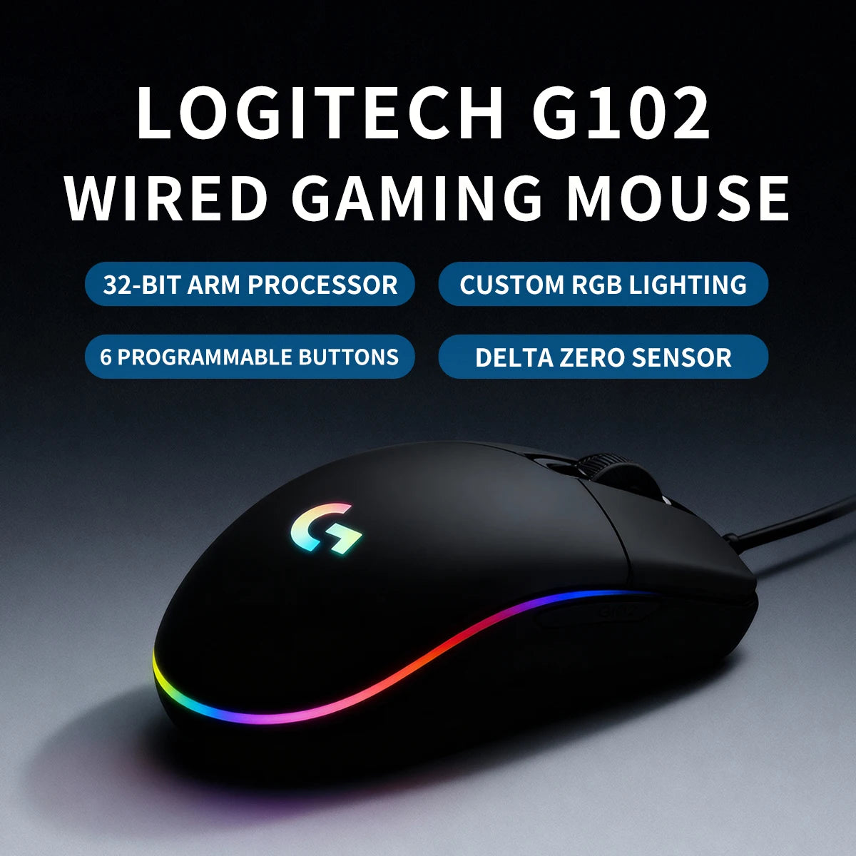 Logitech G102 Wired Gaming Mouse Ultra-Lightweight 85g 8000 DPI RGB Backlight For Laptop Desktop