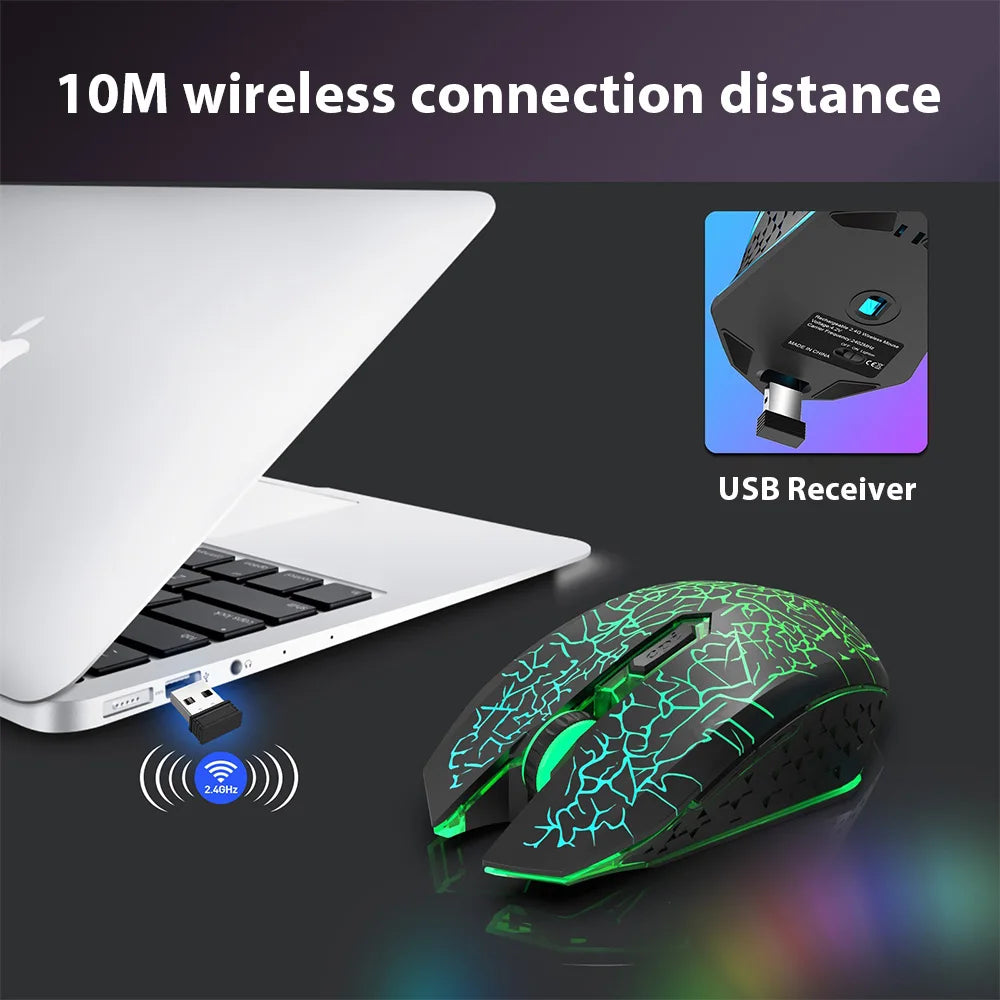 Ergonomic wireless Gaming Mouse 2.4G RGB Mute Mause 1600 dpi chargeable Mechanical Mouse For PC Laptop Computer Gamer