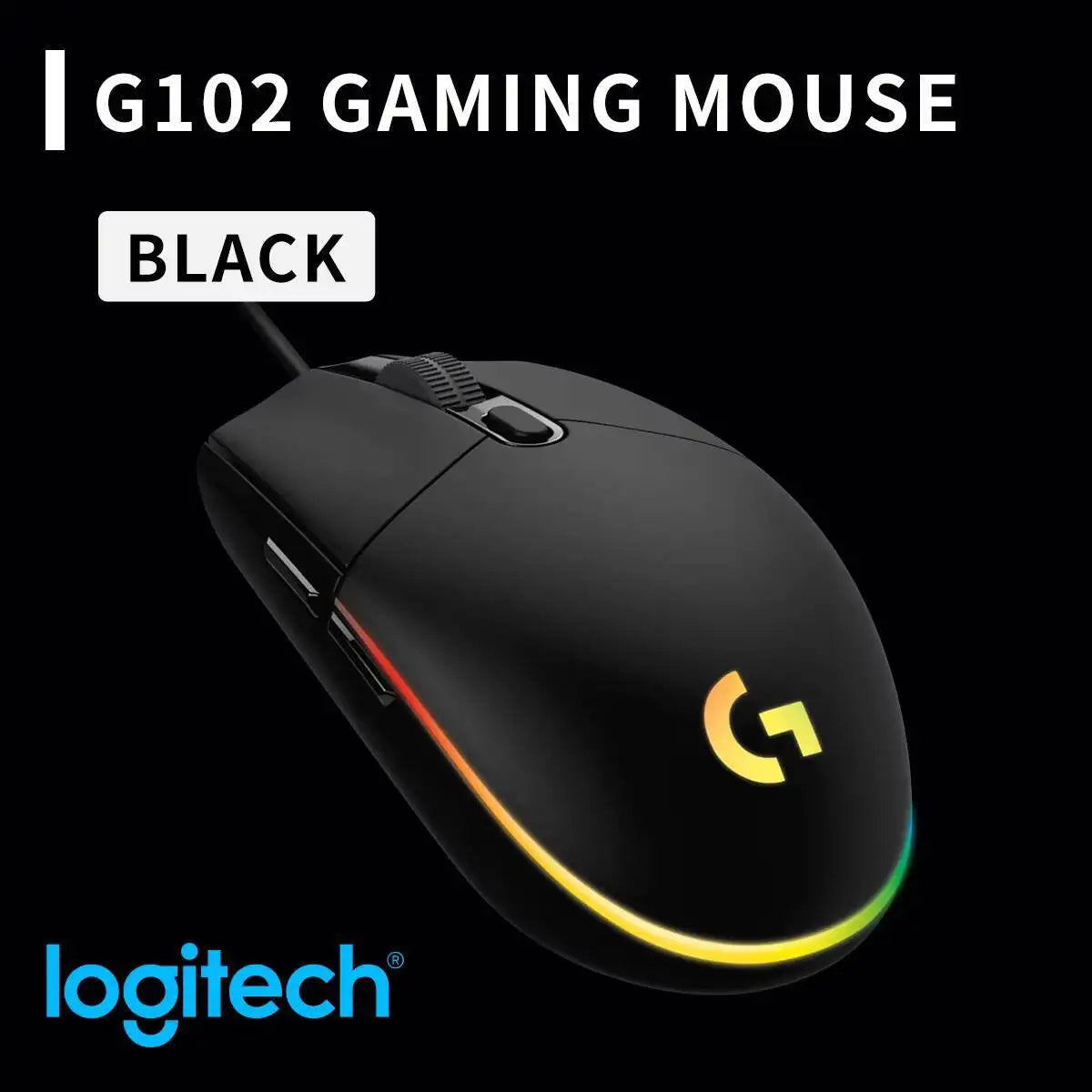 LogitechG102lightweight gaming mouse, ergonomically designed, RGB backlit, high precision,specially crafted for gamers Anti slip