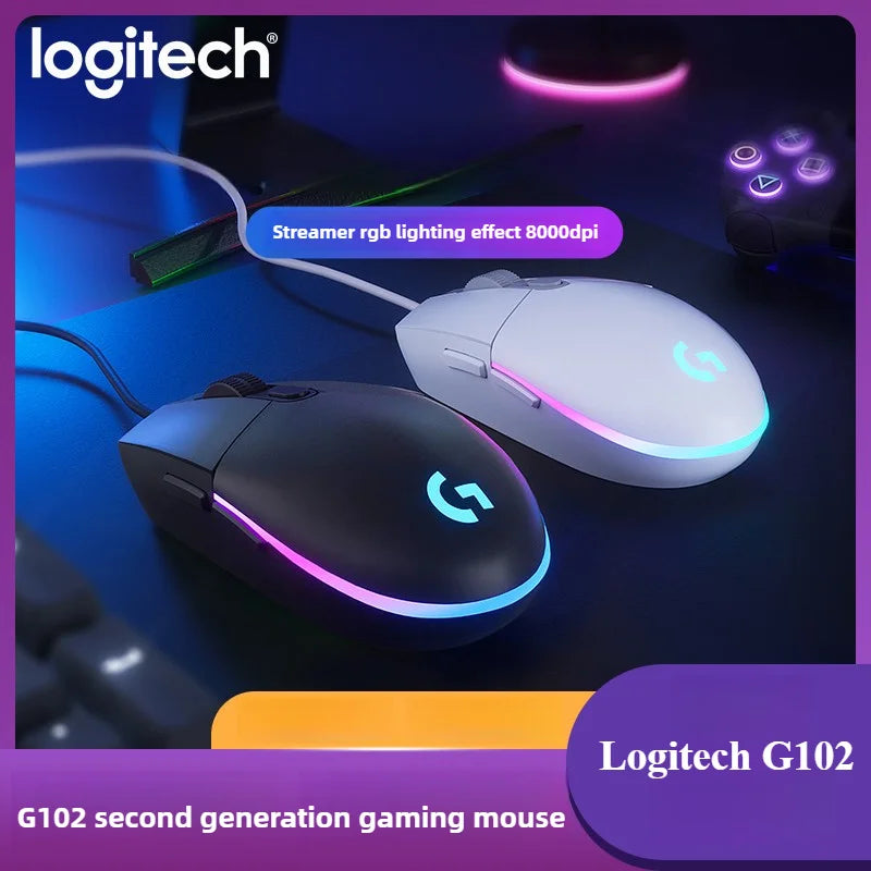 Logitech G102 Gaming Mouse RGB Mouse Lightweight Design 200-8000DPI G102 Second Generation Ergonomic Mouse Computer