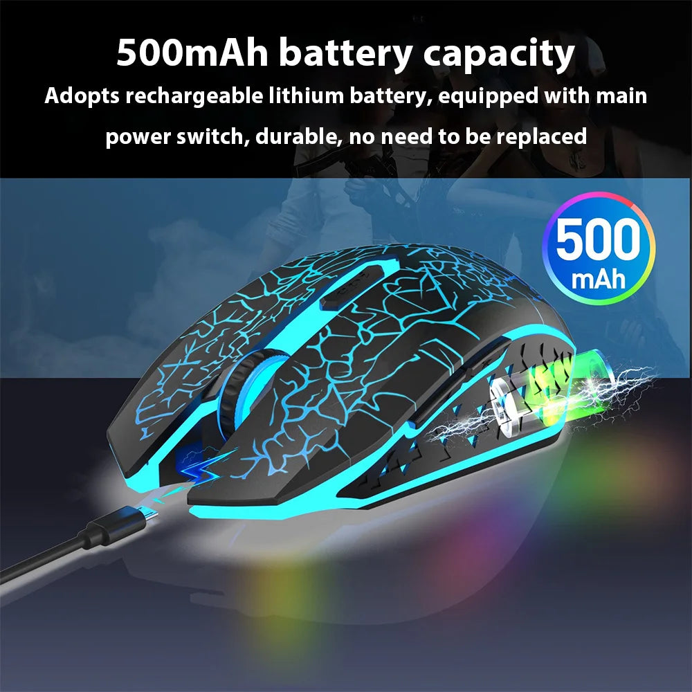 Ergonomic wireless Gaming Mouse 2.4G RGB Mute Mause 1600 dpi chargeable Mechanical Mouse For PC Laptop Computer Gamer