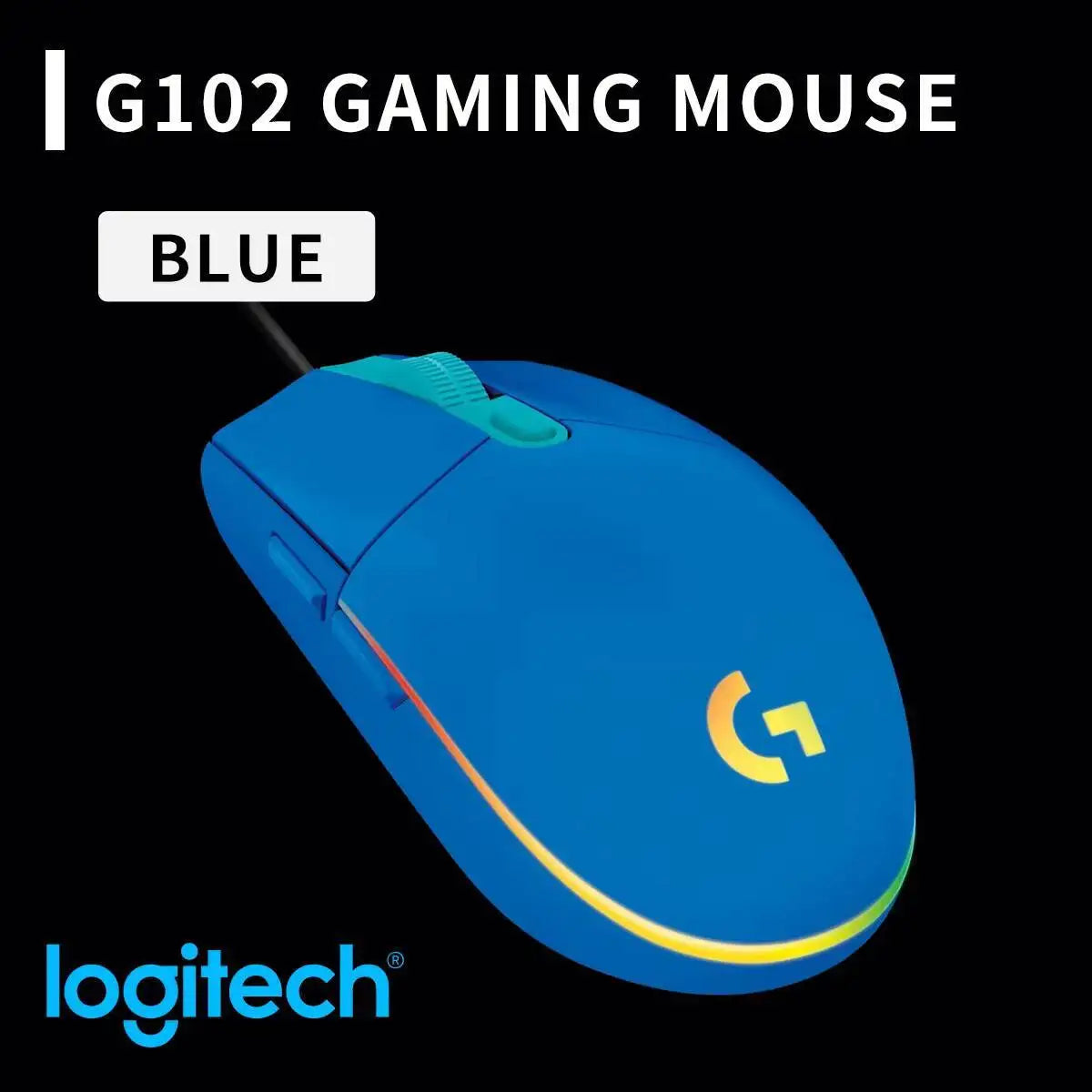 LogitechG102lightweight gaming mouse, ergonomically designed, RGB backlit, high precision,specially crafted for gamers Anti slip