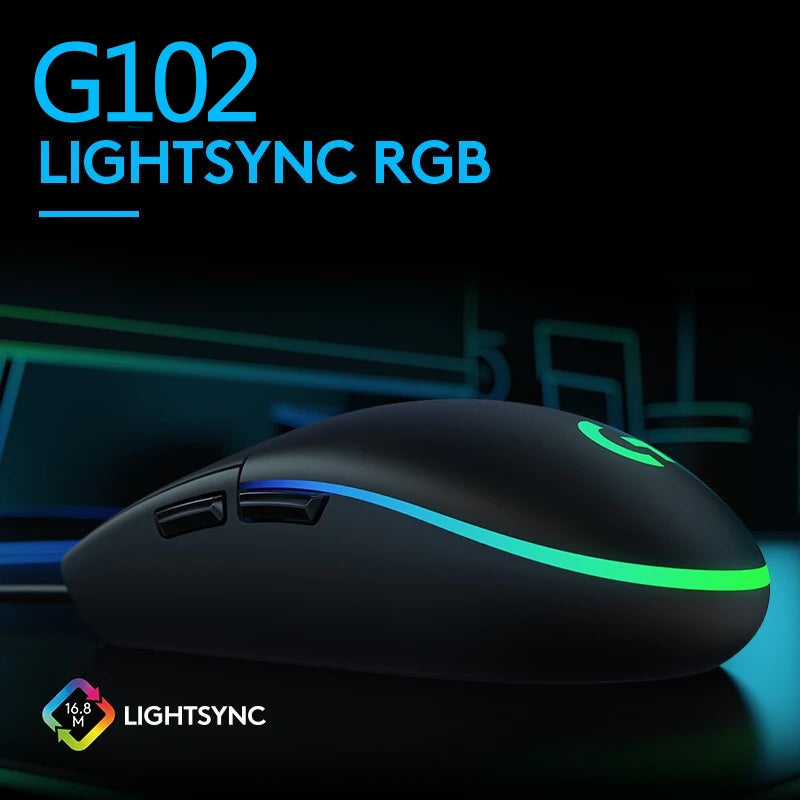 Logitech (G) G102 Gaming Mouse RGB Mouse Lightweight Design 200-8000DPI Second Generation Ergonomic Mouse Computer Mouse