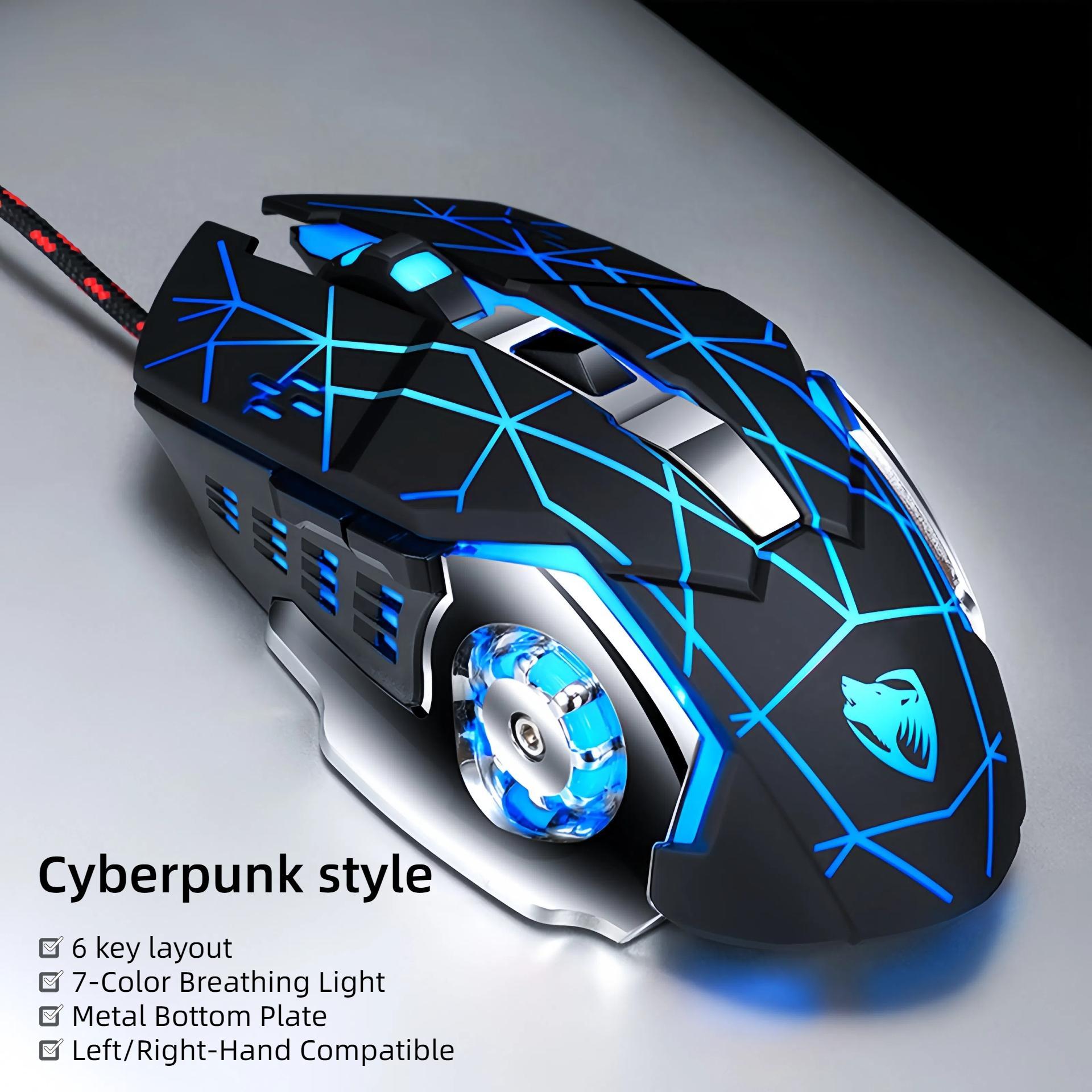 Multifunction Gaming Mouse- 6/7 Buttons, Full-size Ergonomic Design Made for Long Gaming And Work Sessions, RGB Backlight, Tactile Mechanical Feel, Adjustable Sensitivity, Plug-and-play Wired Mouse, Works with PC& Laptop, Bla