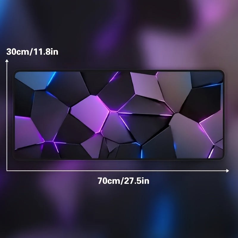 Large Blue & Purple Abstract Art Gaming Mouse Pad - Non-Slip, Polyester Fiber, Rectangular Desk Mat for Gamers and Office Use, Cool, Keyboard Pad