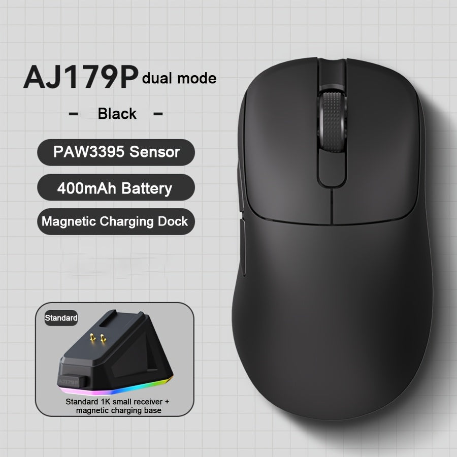 AJ179 Wireless Gaming Mouse Three Modes 8k E-sports Right-Handed Lightweight Color Screen Charging Dock PAW3395
