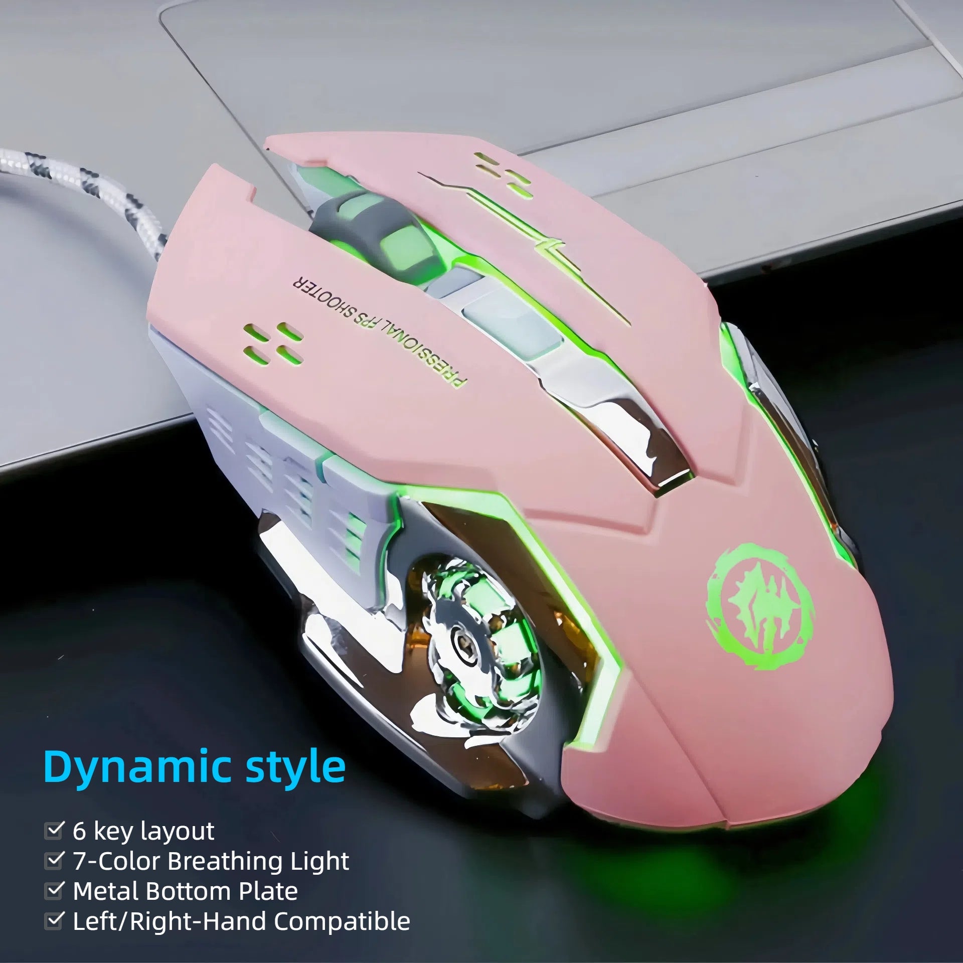 Multifunction Gaming Mouse- 6/7 Buttons, Full-size Ergonomic Design Made for Long Gaming And Work Sessions, RGB Backlight, Tactile Mechanical Feel, Adjustable Sensitivity, Plug-and-play Wired Mouse, Works with PC& Laptop, Bla