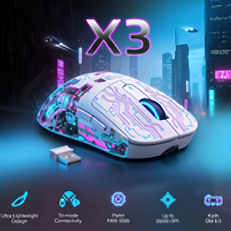 ATTACK SHARK X3 Wireless Gaming Mouse Compatible for PC/Laptop, Ergonomic Computer Mouse with 26K DPI Laser Sensor, Triple Mode, Wireless/Wireless, Programmable Buttons, Battery Life, Type- ( 10) - Gaming Accessories for PC,,